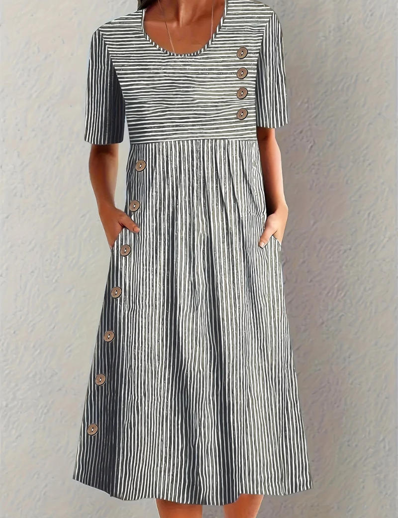 Marina - Vestido Midi Listrado Elegante