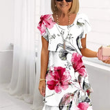 Éliane – Vestido elegante fluido com volantes