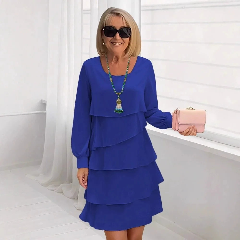Madeleine – Vestido elegante fluido com volantes