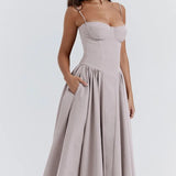 Sigrid | Vestido bustier sem mangas comprimento midi