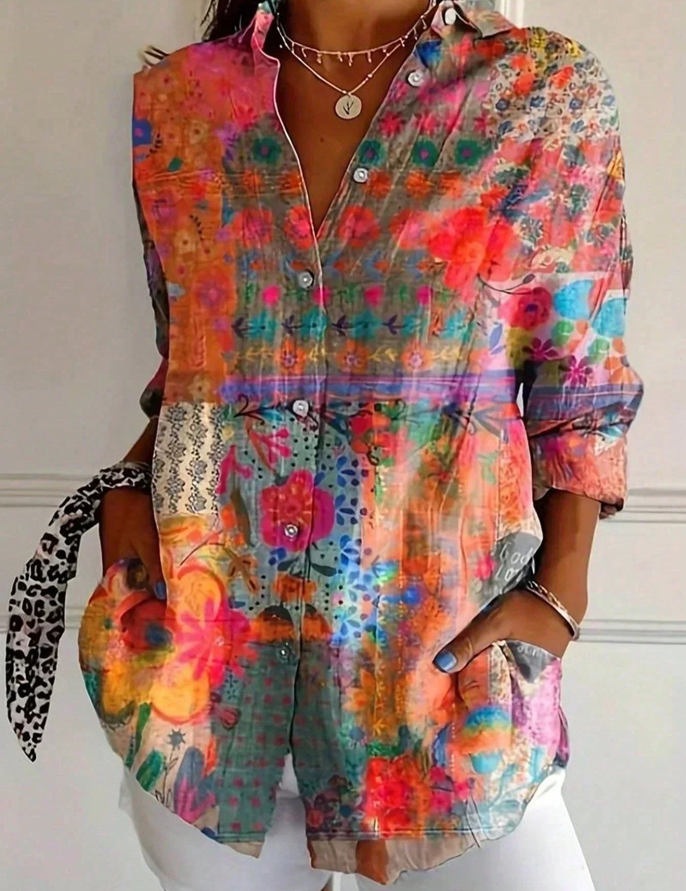 Kathryn™ | Blusa impressa fluida
