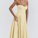 Sigrid | Vestido bustier sem mangas comprimento midi