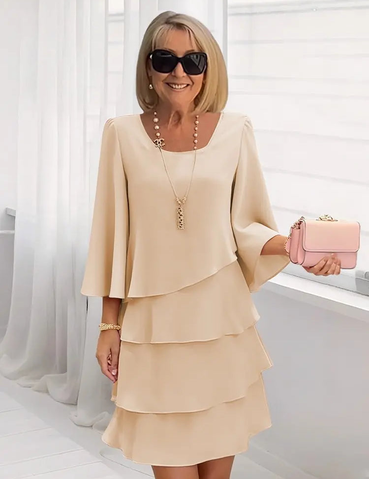 Élise – Vestido elegante fluido com volantes