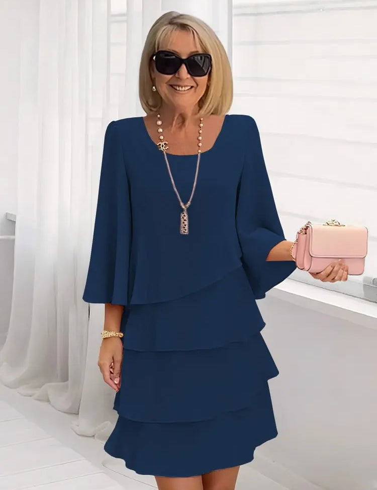 Élise – Vestido elegante fluido com volantes