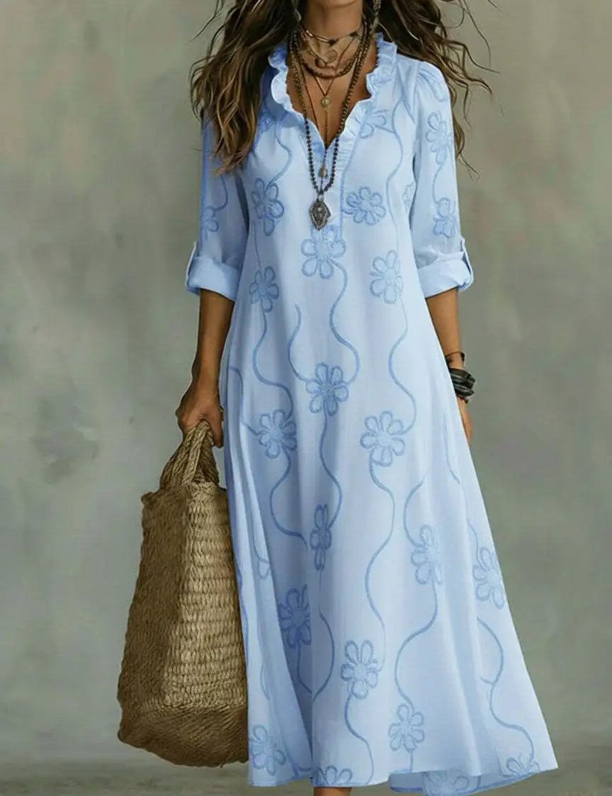 Sienna - Vestido de Verão Longo com Flores
