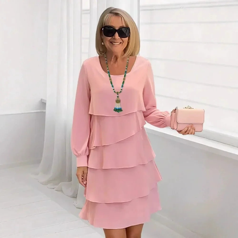 Madeleine – Vestido elegante fluido com volantes