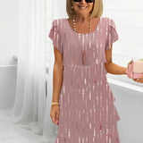 Isabelle – Vestido elegante fluido com volantes