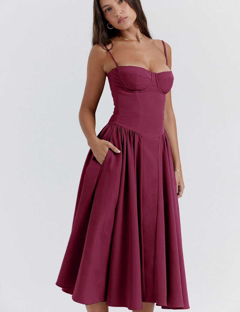 Sigrid | Vestido bustier sem mangas comprimento midi