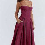 Sigrid | Vestido bustier sem mangas comprimento midi