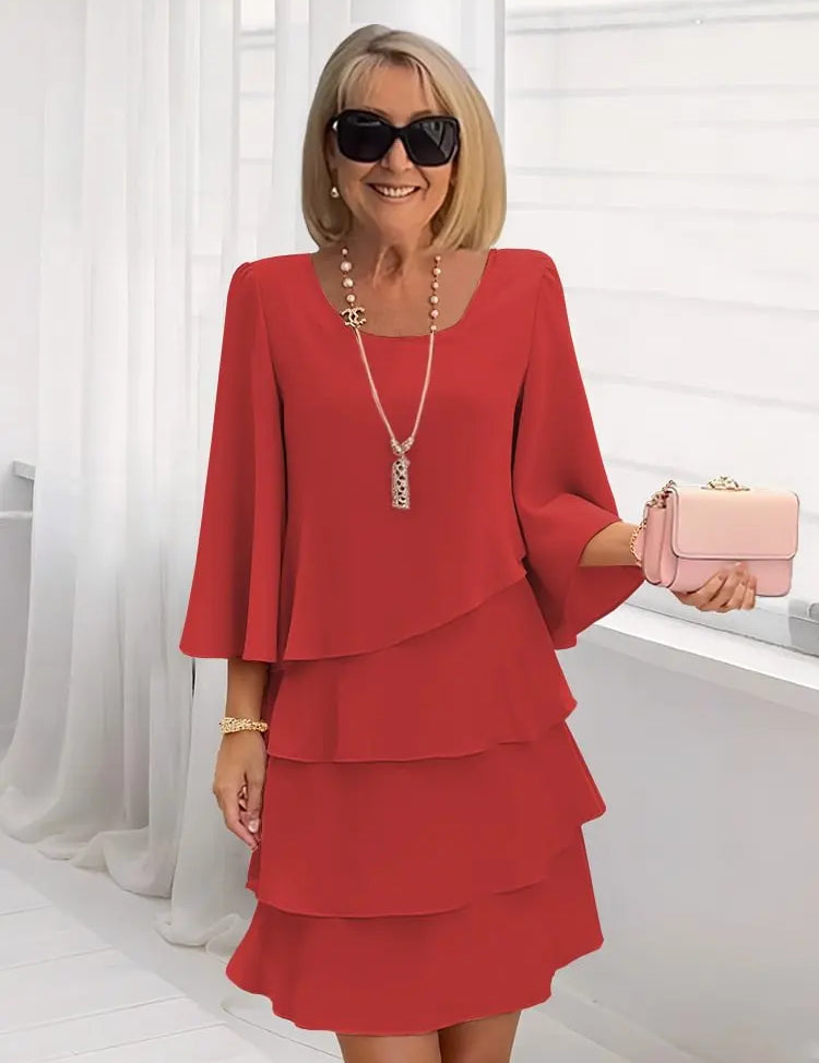 Élise – Vestido elegante fluido com volantes