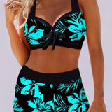 Sherrie - Fato de banho de cintura alta com estampado floral