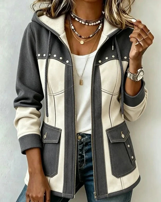 Camila | Casaco com capuz estilo patchwork
