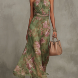 Livia | Vestido Maxi Halter Elegante com Flores