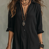 Soline | Vestido maxi com botões e decote em V relaxado
