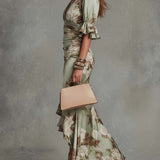 Anastasia | Vestido Longo em Cetim com Estampa Floral