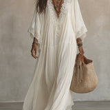 Indara | Vestido longo branco com decote em V
