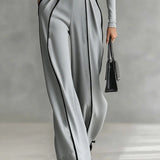 Céline | Conjunto Chic com Gola Alta & Calças Largas