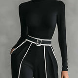 Céline | Conjunto Chic com Gola Alta & Calças Largas