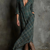 Margaux | Vestido Camisa Longo com Gola Vichy Verde