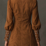 Emilienne | Mini-Robe Vintage em Suédine Bordada
