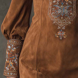 Emilienne | Mini-Robe Vintage em Suédine Bordada