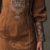 Emilienne | Mini-Robe Vintage em Suédine Bordada
