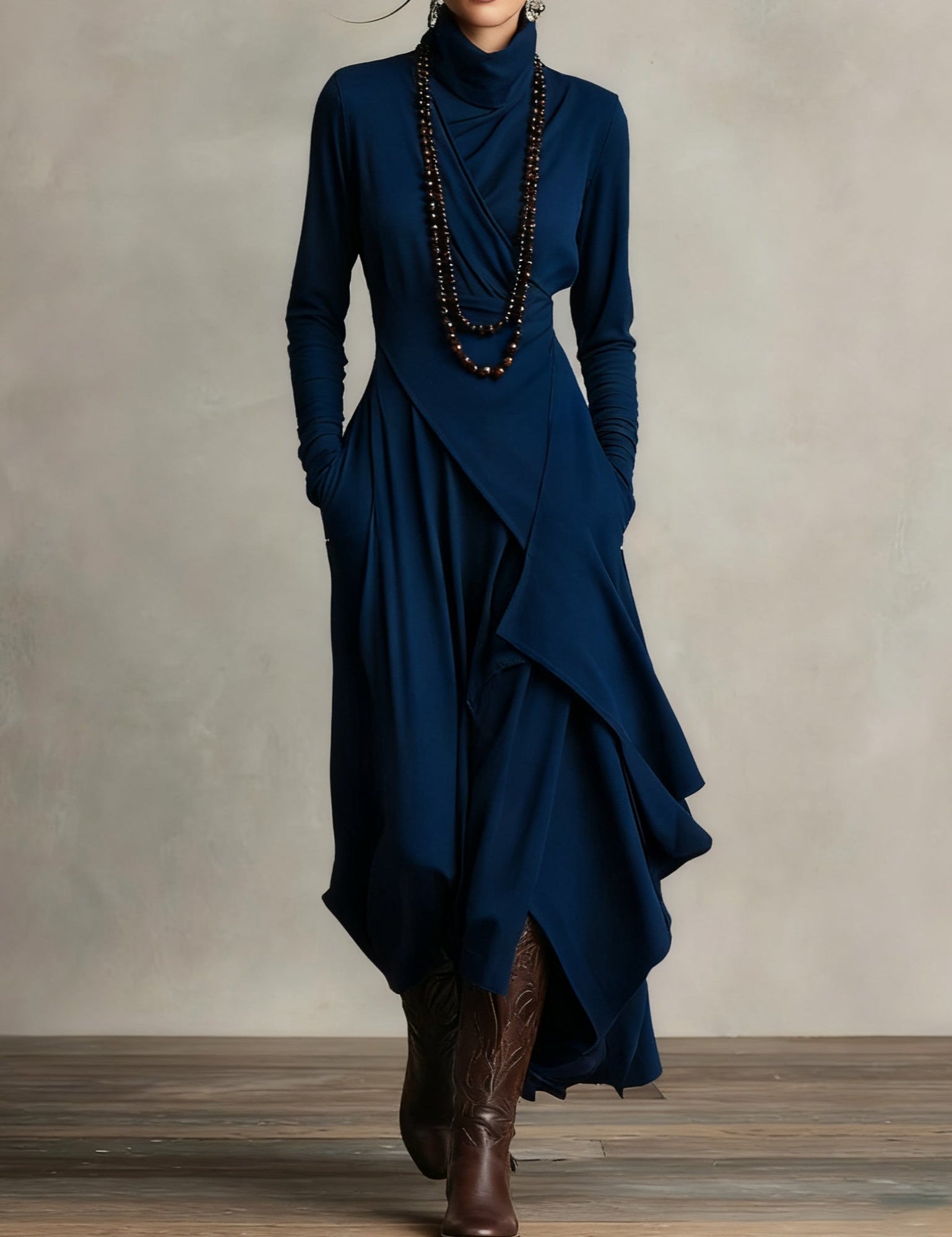 Iris | Vestido Maxi Violeta Assimétrico Plissado