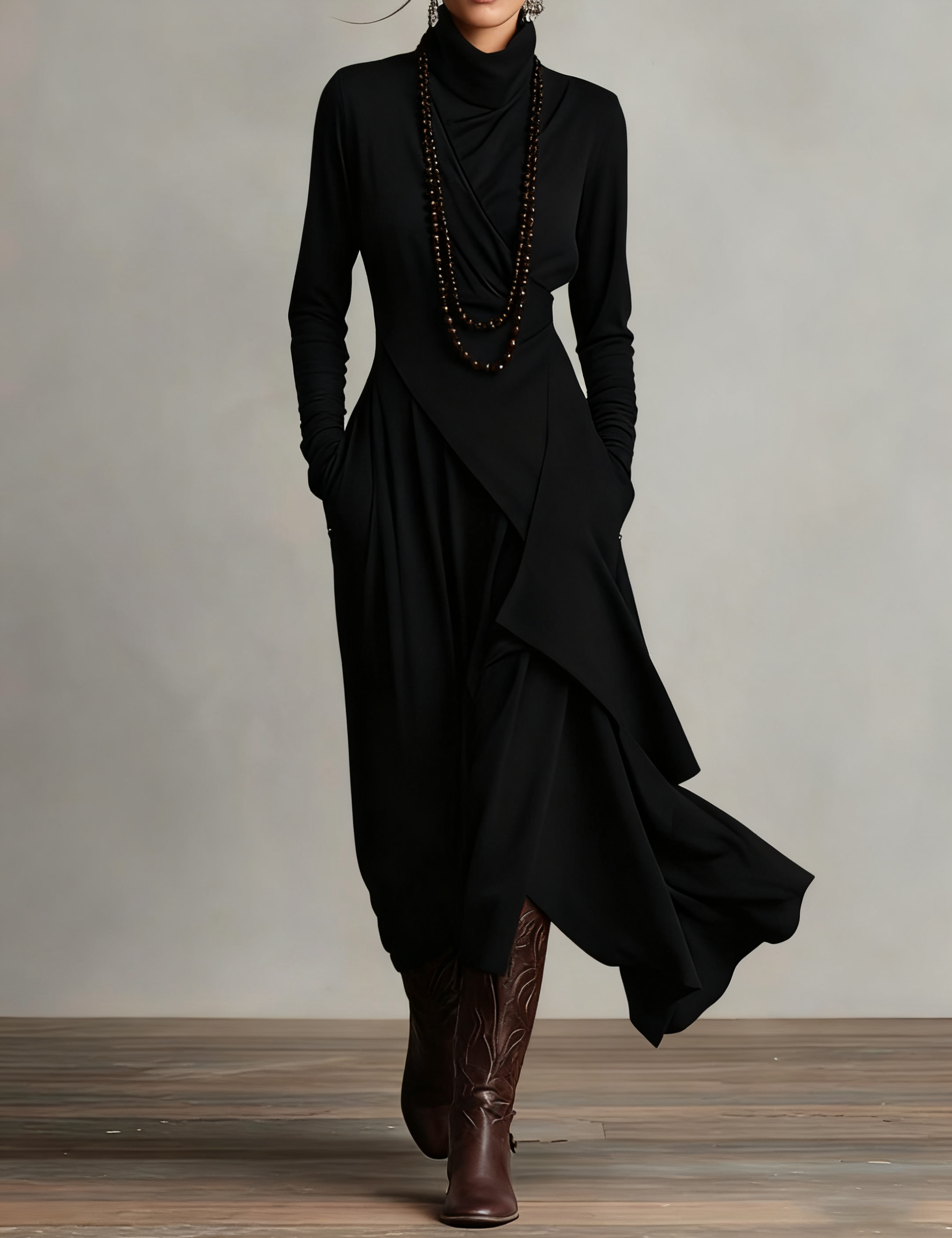 Iris | Vestido Maxi Violeta Assimétrico Plissado