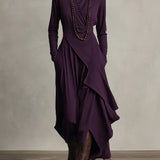 Iris | Vestido Maxi Violeta Assimétrico Plissado