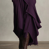Iris | Vestido Maxi Violeta Assimétrico Plissado