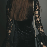 Mélanie | Vestido Mini em Veludo & Renda Luna