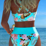 Jolina™ | Bikini de duas peças com estampado floral e contraste
