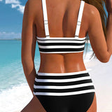 Laluna® | Bikini de cintura alta às riscas