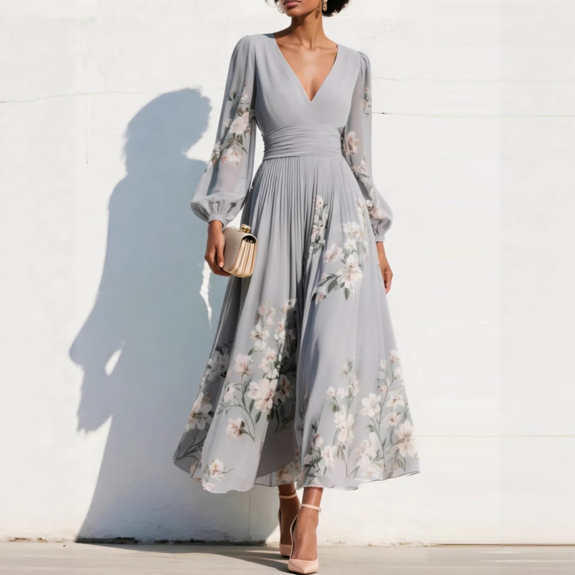 Aurelia | Vestido midi com decote em V