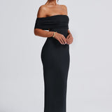Tindra | Robe longa Bardot refinada