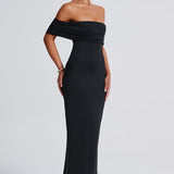 Tindra | Robe longa Bardot refinada
