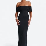 Tindra | Robe longa Bardot refinada