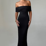 Tindra | Robe longa Bardot refinada