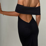 Tindra | Robe longa Bardot refinada
