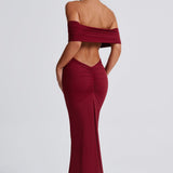 Tindra | Robe longa Bardot refinada