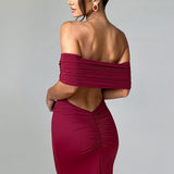 Tindra | Robe longa Bardot refinada