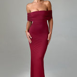 Tindra | Robe longa Bardot refinada