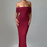 Tindra | Robe longa Bardot refinada