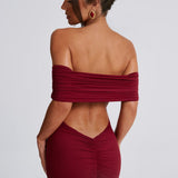Tindra | Robe longa Bardot refinada