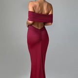 Tindra | Robe longa Bardot refinada