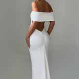 Tindra | Robe longa Bardot refinada