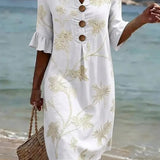 Vestido informal de mulher com estampado floral.
