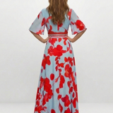 Florença | Robe maxi com flores e decote em V