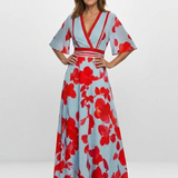 Florença | Robe maxi com flores e decote em V