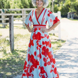 Florença | Robe maxi com flores e decote em V